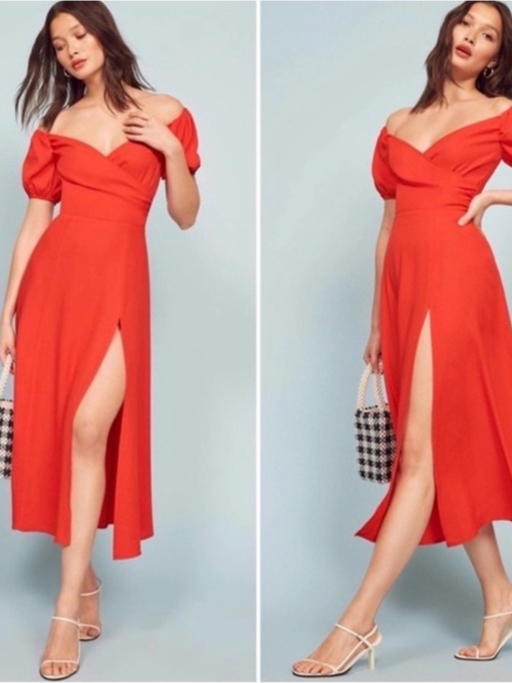 Reformation Pearl Dress in red